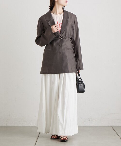 セール】【軽やかシアー素材/ベルト付き】ベルト付きシアージャケット