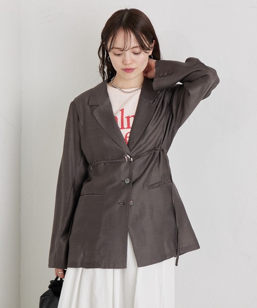 mystic(ミスティック)の「ベルト付きシアージャケット(その他アウター・レディース・アイボリー/チャコールグレー/ブラック・FREE)」の3枚目の写真