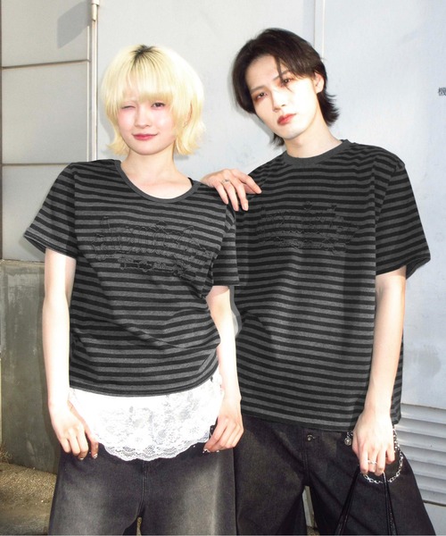 sedacle（セダクル）の「アソートアップリケ柄Tシャツ（Tシャツ/カットソー・レディース・ホワイト/ブラック/チャコールグレー/グレー・LARGE/MEDIUM/SMALL/X-SMALL）」の7枚目の写真
