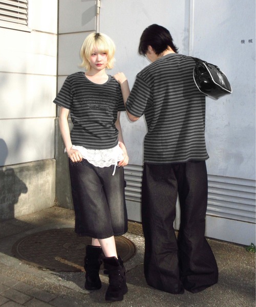 sedacle（セダクル）の「アソートアップリケ柄Tシャツ（Tシャツ/カットソー・レディース・ホワイト/ブラック/チャコールグレー/グレー・LARGE/MEDIUM/SMALL/X-SMALL）」の8枚目の写真
