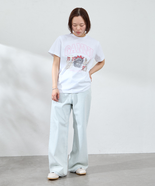 U by SPICK&SPAN（ユーバイスピックアンドスパン）の「GANNI / ガニー Basic Cotton Jersey Cute Animals（Tシャツ/カットソー・レディース・ホワイト・SMALL）」の4枚目の写真