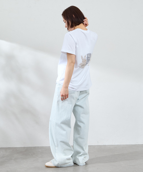 U by SPICK&SPAN（ユーバイスピックアンドスパン）の「GANNI / ガニー Basic Cotton Jersey Cute Animals（Tシャツ/カットソー・レディース・ホワイト・SMALL）」の5枚目の写真