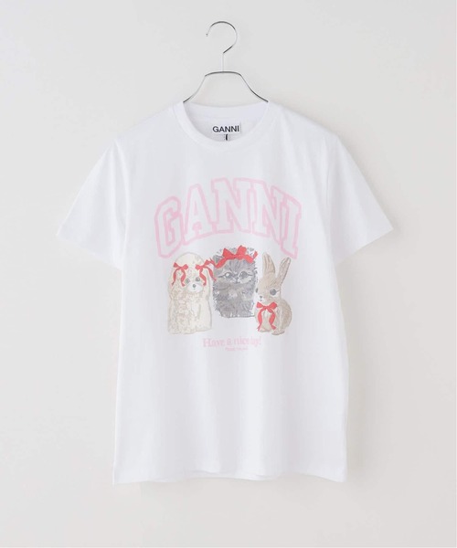 U by SPICK&SPAN（ユーバイスピックアンドスパン）の「GANNI / ガニー Basic Cotton Jersey Cute Animals（Tシャツ/カットソー・レディース・ホワイト・SMALL）」の7枚目の写真