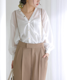 La TOTALITE | 【洗える】Vネックシアーシャツ(シャツ/ブラウス)