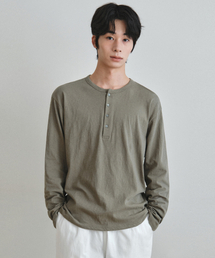 ブリーズ ヘンリーネック ロングスリーブTシャツ_KHAKI(W26TP02)