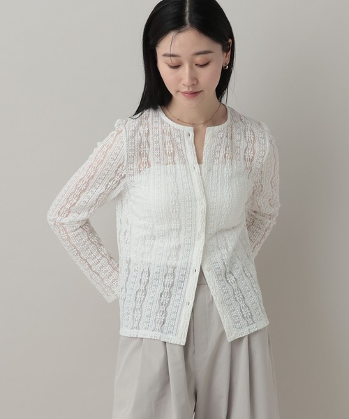 A part by(アパートバイ)の「カットレースカーディガン(カーディガン/ボレロ・レディース・ブラック/オフホワイト/ベージュ系その他・FREE)」の7枚目の写真