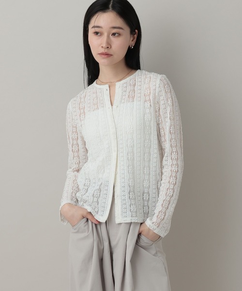 A part by(アパートバイ)の「カットレースカーディガン(カーディガン/ボレロ・レディース・ブラック/オフホワイト/ベージュ系その他・FREE)」の8枚目の写真