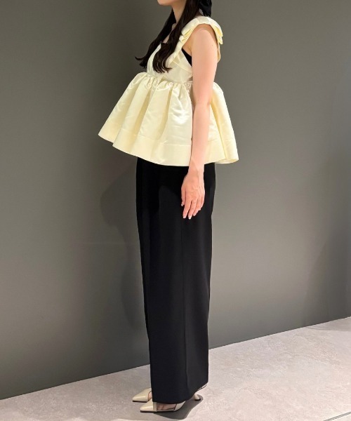 ボリュームリボンペプラムセットアップドレス / volume ribbon peplum