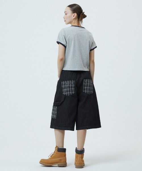 MAHAGRID（マハグリッド）の「『mahagrid/マハグリッド』 FLAG APPLIQUE RINGER CROP TEE/フラッグ アップリケ リンガー クロップ Tシャツ（Tシャツ/カットソー・レディース・グレー/チャコールグレー/ホワイト・XS）」の17枚目の写真