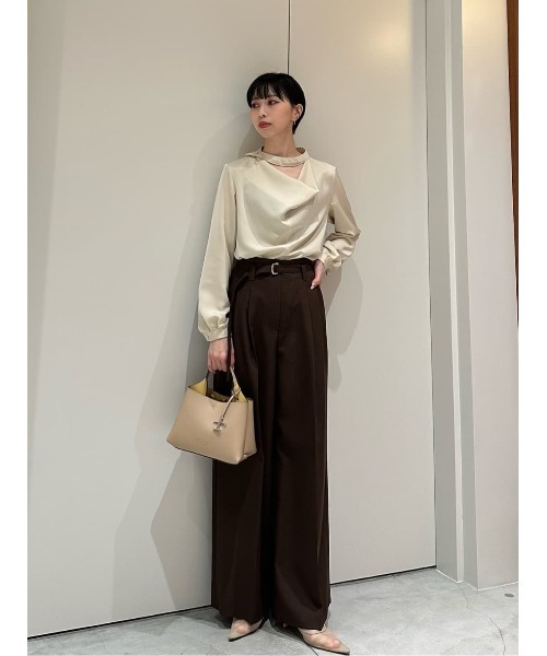 COLUMN(コラム)の「COLUMN / リネンライクパンツ(スラックス・レディース・サンドベージュ/ベージュ/ブラウン・38/36/34)」の15枚目の写真