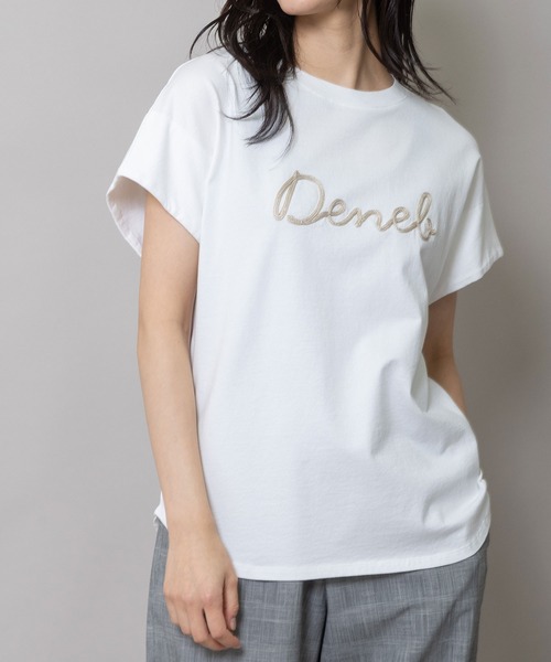 Munich(ミューニック)の「ロゴ刺繍Tシャツ(Tシャツ/カットソー・レディース・ダークベージュ/グリーン/ホワイト・FREE)」の2枚目の写真