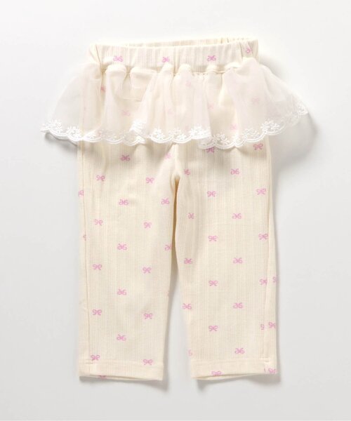 apres les cours（アプレレクール）の「ペプラムひんやりレギンス（レギンス/スパッツ・キッズ・アイボリー/サックスブルー/グレー・80/90/100/110/120/130）」の2枚目の写真