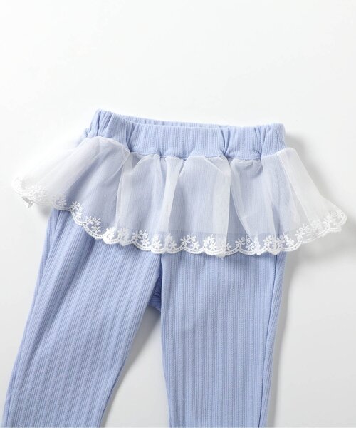 apres les cours（アプレレクール）の「ペプラムひんやりレギンス（レギンス/スパッツ・キッズ・アイボリー/サックスブルー/グレー・80/90/100/110/120/130）」の7枚目の写真