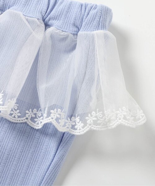 apres les cours（アプレレクール）の「ペプラムひんやりレギンス（レギンス/スパッツ・キッズ・アイボリー/サックスブルー/グレー・80/90/100/110/120/130）」の6枚目の写真