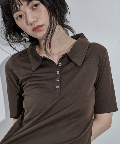THE YOn(ザヨン)の「タンクレイヤードポロトップス(Tシャツ/カットソー・レディース・ダークブラウン/セージグリーン/アイボリー・FREE)」の19枚目の写真