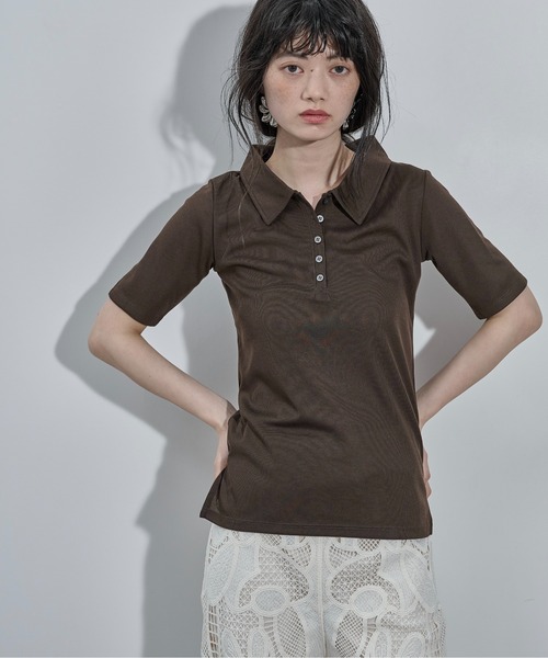 THE YOn(ザヨン)の「タンクレイヤードポロトップス(Tシャツ/カットソー・レディース・ダークブラウン/セージグリーン/アイボリー・FREE)」の16枚目の写真