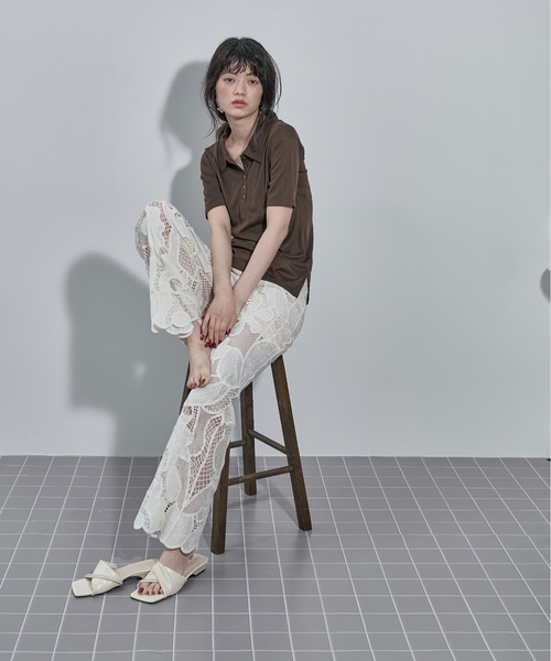 THE YOn(ザヨン)の「タンクレイヤードポロトップス(Tシャツ/カットソー・レディース・ダークブラウン/セージグリーン/アイボリー・FREE)」の20枚目の写真