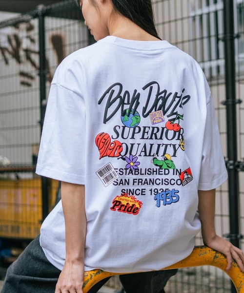 BEN DAVIS(ベンデイビス)の「【BEN DAVIS/ベンデイビス】【背中で魅せる発泡プリント】GRATEFUL バックプリントTシャツ 立体ロゴ カラフルモチーフ(Tシャツ/カットソー・メンズ・ホワイト/スモークピンク/ブラック・SMALL/LARGE/MEDIUM/X-LARGE)」の4枚目の写真