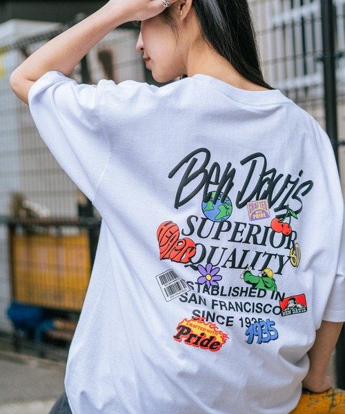 BEN DAVIS(ベンデイビス)の「【BEN DAVIS/ベンデイビス】【背中で魅せる発泡プリント】GRATEFUL バックプリントTシャツ 立体ロゴ カラフルモチーフ(Tシャツ/カットソー・メンズ・ホワイト/スモークピンク/ブラック・SMALL/LARGE/MEDIUM/X-LARGE)」の5枚目の写真