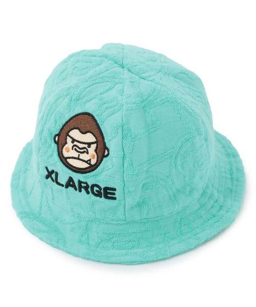 XLARGE KIDS（エクストララージキッズ）の「ファニーゴリラ パイルジャカードベビーハット（ハット・キッズ・レモンイエロー/ライトグリーン・46-48cm）」の2枚目の写真