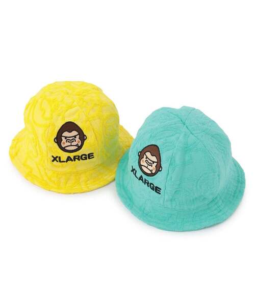 XLARGE KIDS（エクストララージキッズ）の「ファニーゴリラ パイルジャカードベビーハット（ハット・キッズ・レモンイエロー/ライトグリーン・46-48cm）」の3枚目の写真