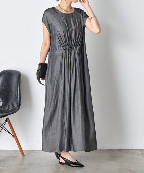 Jena espace merveilleux(ジェナ エスパスメルヴェイユ)の「フレンチスリーブギャザーワンピ(ワンピース・レディース・ブラック/ブルー・FREE)」の7枚目の写真