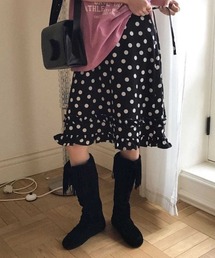 LAC-VERT | ドット柄フリルミディスカート(スカート)