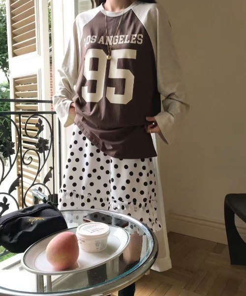 LAC-VERT(ラック・ヴェール)の「ドット柄フリルミディスカート(スカート・レディース・ブラック/ホワイト・FREE)」の15枚目の写真