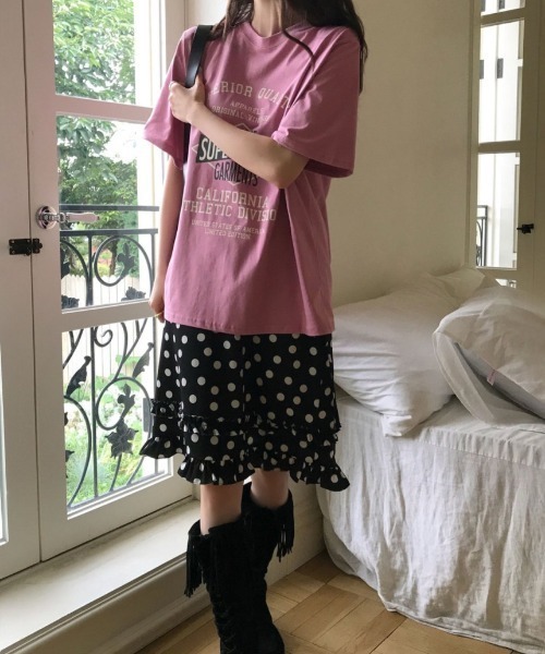 LAC-VERT(ラック・ヴェール)の「ドット柄フリルミディスカート(スカート・レディース・ブラック/ホワイト・FREE)」の8枚目の写真