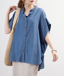 BRODIAEA ダンガリードロップショルダーブラウス 半端袖