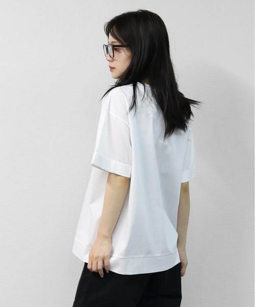 THE CELL.（ザセルドット）の「接触冷感ドライタッチコットン　ロールアップオーバーサイズTシャツ　DRY-TOUCH COOL COTTON ROLL-UP OVERSIZED TEE（Tシャツ/カットソー・レディース・ブラック/チャコールグレー/オフホワイト/ピンク・FREE）」の7枚目の写真