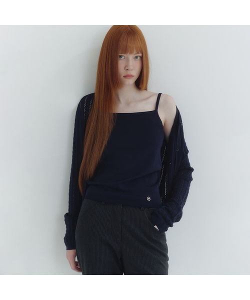 MICANE(ミケーネ)の「ヘッダー スリーブレスカーディガンセットアップ(カーディガン/ボレロ・レディース・クリーム/ネイビー・SMALL/MEDIUM/LARGE/X-LARGE)」の1枚目の写真