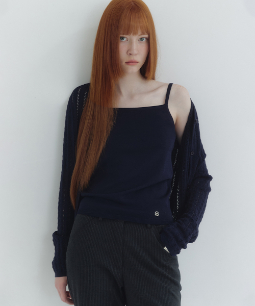 MICANE(ミケーネ)の「ヘッダー スリーブレスカーディガンセットアップ(カーディガン/ボレロ・レディース・クリーム/ネイビー・SMALL/MEDIUM/LARGE/X-LARGE)」の8枚目の写真