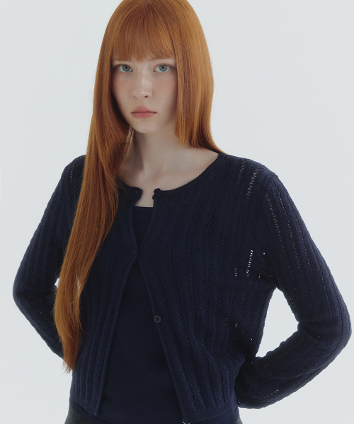MICANE(ミケーネ)の「ヘッダー スリーブレスカーディガンセットアップ(カーディガン/ボレロ・レディース・クリーム/ネイビー・SMALL/MEDIUM/LARGE/X-LARGE)」の9枚目の写真