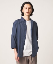 リネンライク スラブ レギュラーカラー 7分袖シャツ-吸水速乾・通気性-<A DAY IN THE LIFE>