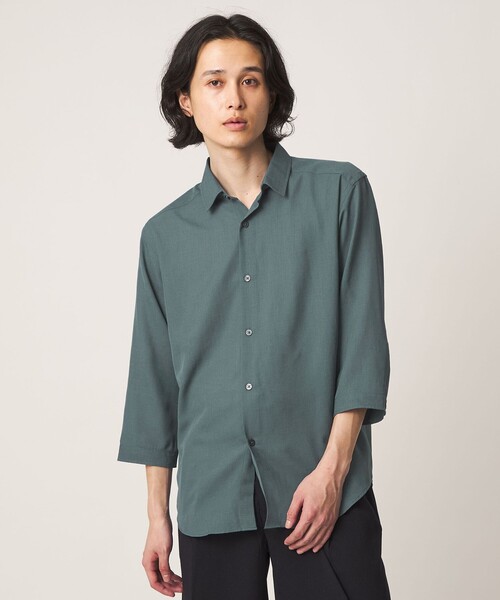 A DAY IN THE LIFE UNITED ARROWS(アデイインザライフユナイテッドアローズ)の「リネンライク スラブ レギュラーカラー 7分袖シャツ-吸水速乾・通気性-<A DAY IN THE LIFE>(シャツ/ブラウス・メンズ・ライラック/ターコイズブルー系/ベージュ/ネイビー・XL/S/M/L)」の18枚目の写真