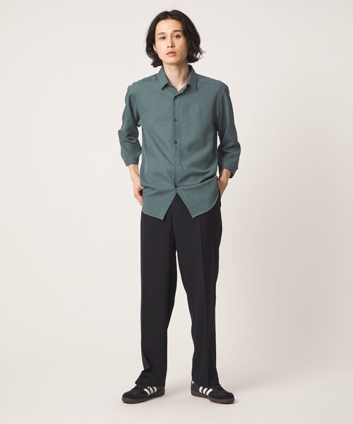 A DAY IN THE LIFE UNITED ARROWS(アデイインザライフユナイテッドアローズ)の「リネンライク スラブ レギュラーカラー 7分袖シャツ-吸水速乾・通気性-<A DAY IN THE LIFE>(シャツ/ブラウス・メンズ・ライラック/ターコイズブルー系/ベージュ/ネイビー・XL/S/M/L)」の19枚目の写真