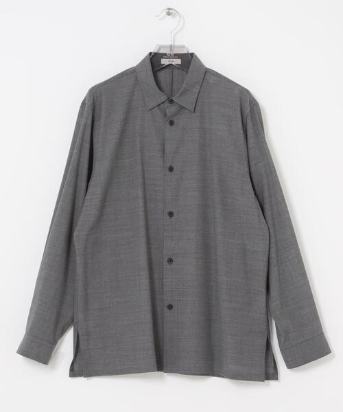 ATON（エイトン）の「ATON　WOOL GAUZE LOOSE FIT SHIRTS（シャツ/ブラウス・メンズ・ネイビー/グレー・4）」の2枚目の写真