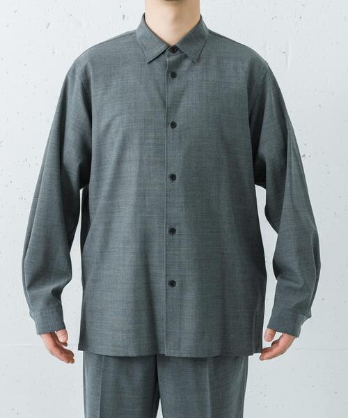ATON（エイトン）の「ATON　WOOL GAUZE LOOSE FIT SHIRTS（シャツ/ブラウス・メンズ・ネイビー/グレー・4）」の3枚目の写真