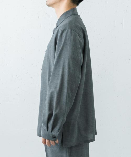 ATON（エイトン）の「ATON　WOOL GAUZE LOOSE FIT SHIRTS（シャツ/ブラウス・メンズ・ネイビー/グレー・4）」の4枚目の写真