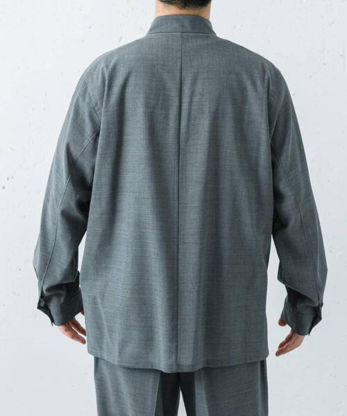 ATON（エイトン）の「ATON　WOOL GAUZE LOOSE FIT SHIRTS（シャツ/ブラウス・メンズ・ネイビー/グレー・4）」の5枚目の写真