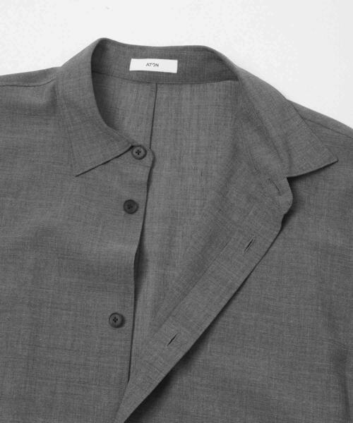 ATON（エイトン）の「ATON　WOOL GAUZE LOOSE FIT SHIRTS（シャツ/ブラウス・メンズ・ネイビー/グレー・4）」の7枚目の写真