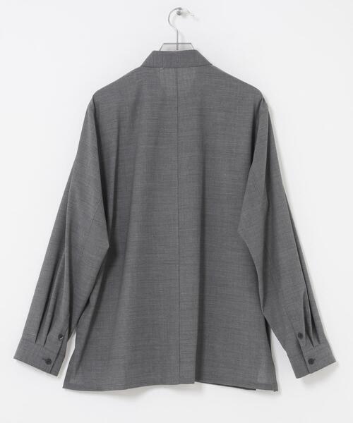ATON（エイトン）の「ATON　WOOL GAUZE LOOSE FIT SHIRTS（シャツ/ブラウス・メンズ・ネイビー/グレー・4）」の9枚目の写真