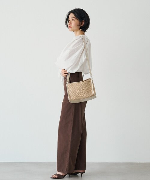 russet（ラシット）の「ナイロンラフィアショルダーバッグ（ショルダーバッグ・レディース・ブラック/ダークブラウン/アイボリー・FREE）」の12枚目の写真