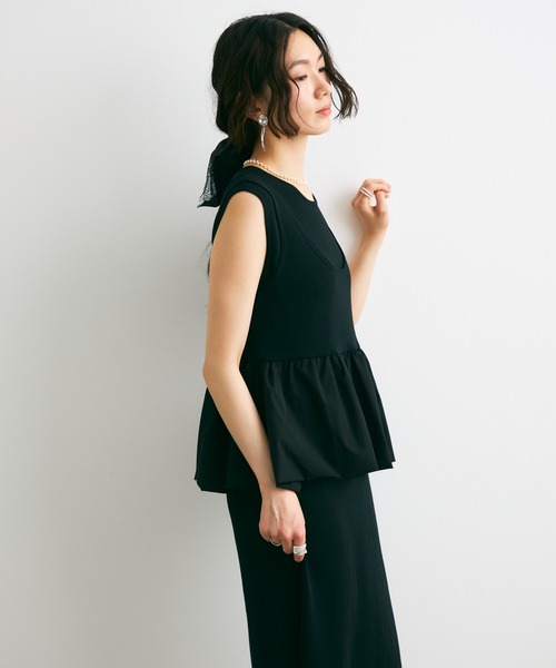 Lutim by u(ルチバイユー)の「シルキータッチクール ペプラムニットツーピースワンピース(ワンピース・レディース・ブラウン/ネイビー/ブラック・FREE)」の4枚目の写真