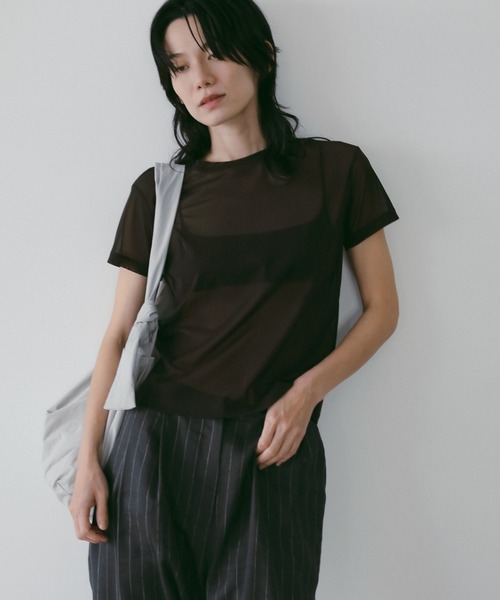 anuke(アンヌーク)の「Sheer Tulle T-Shirts(Tシャツ/カットソー・レディース・アイボリー/ブラウン/ブルー系その他・FREE)」の5枚目の写真