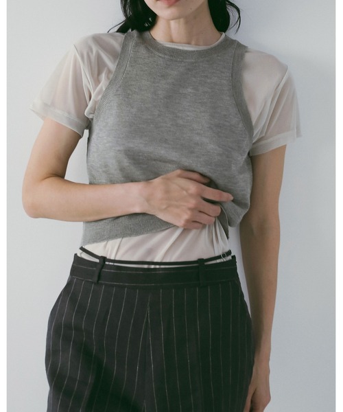 anuke(アンヌーク)の「Sheer Tulle T-Shirts(Tシャツ/カットソー・レディース・アイボリー/ブラウン/ブルー系その他・FREE)」の9枚目の写真