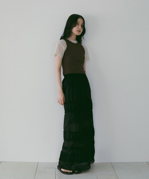 anuke(アンヌーク)の「Sheer Tulle T-Shirts(Tシャツ/カットソー・レディース・アイボリー/ブラウン/ブルー系その他・FREE)」の10枚目の写真