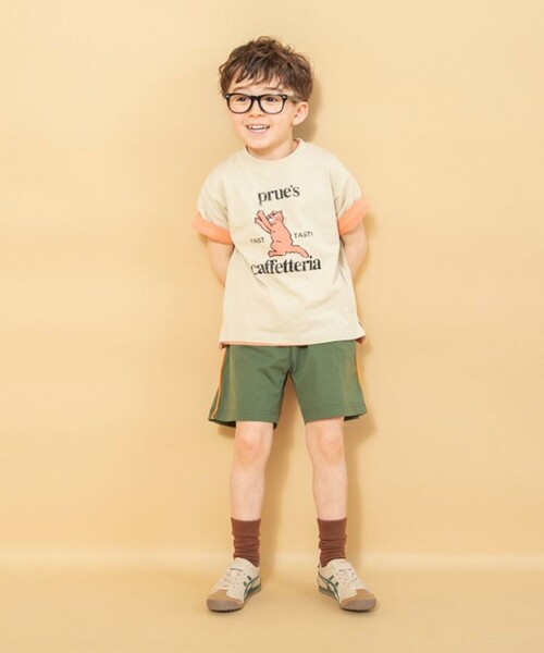BRANSHES（ブランシェス）の「【WEB限定】吸水速乾／サイドラインハーフパンツ（その他パンツ・キッズ・ブラック/カーキオリーブ/キャメル/ネイビー・130/140/110/100/90/150/120）」の22枚目の写真