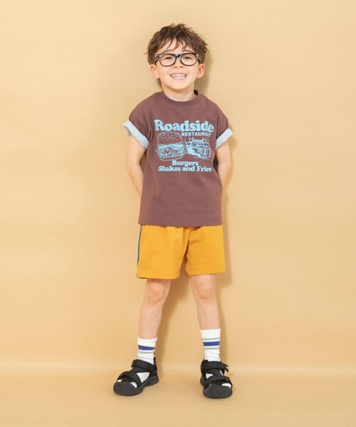 BRANSHES（ブランシェス）の「【WEB限定】吸水速乾／サイドラインハーフパンツ（その他パンツ・キッズ・ブラック/カーキオリーブ/キャメル/ネイビー・130/140/110/100/90/150/120）」の16枚目の写真